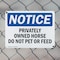 Signmission Privately Owned Horse Do Not Pet Or Feed OSHA Notice Sign, Plastic, 10in W x 7in L, 2PK OS-2PACK-NS-P-710-L-17875 - alternate 7